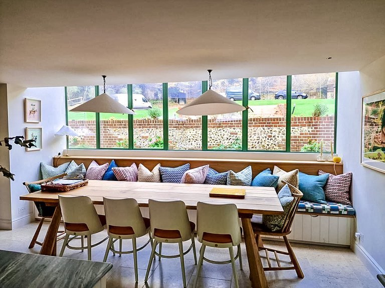 Design and Installed Glazing Orangery & Colorful Crittall in Farnham